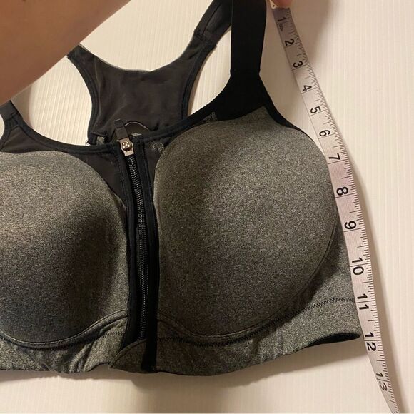 Calia by Go All Out Front Zip Sports Bra high intensity gray black 36DD - Picture 6 of 11